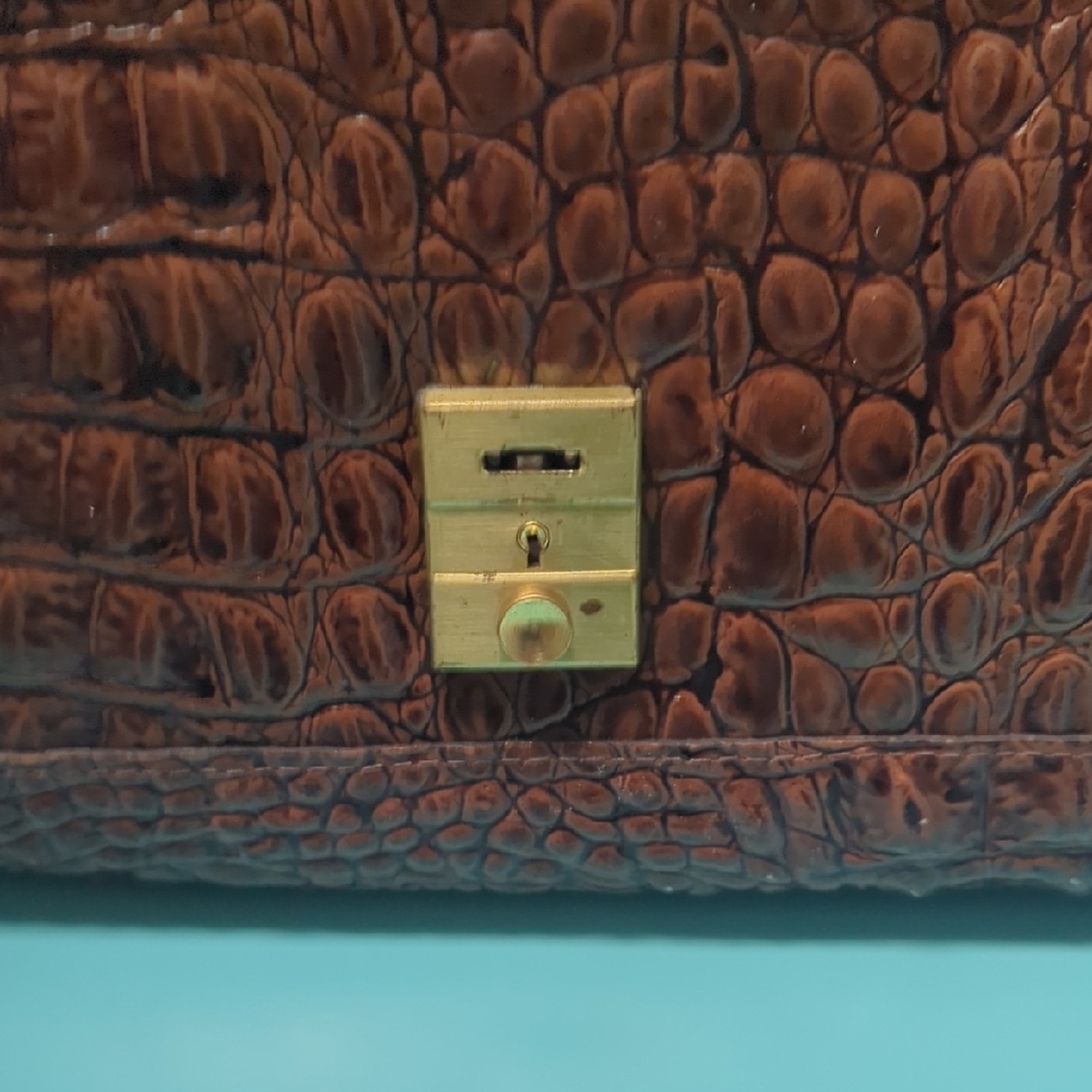 Vintage Brown Crocodile Embossed Handbag 60s - Picture 7 of 13